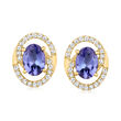 1.40 ct. t.w. Tanzanite and .21 ct. t.w. Diamond Earrings in 14kt Yellow Gold