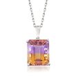 5.50 Carat Emerald-Cut Ametrine Solitaire Necklace in Sterling Silver