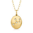 Diamond-Accented Zodiac Constellation Pendant Necklace in 18kt Gold Over Sterling 18-inch (Virgo)