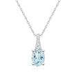1.10 Carat Aquamarine Pendant Necklace with Diamond Accents in 14kt White Gold