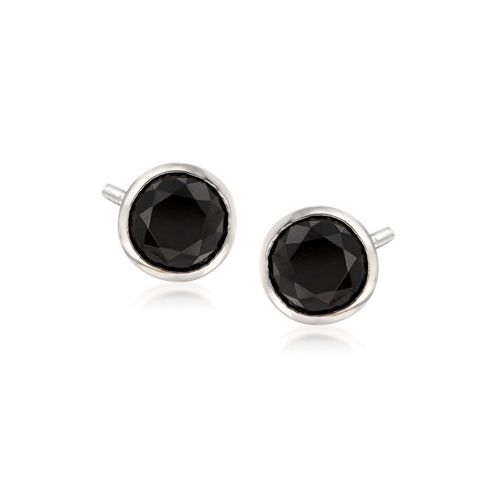 2.90 ct. t.w. Bezel-Set Black Spinel Stud Earrings in Sterling Silver
