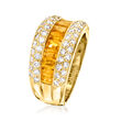 C. 1980 Vintage 2.20 ct. t.w. Yellow Sapphire Ring with 1.25 ct. t.w. Diamonds in 18kt Yellow Gold