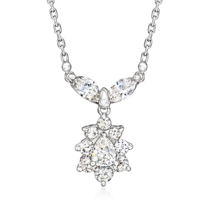 C. 1990 Vintage 1.02 ct. t.w. Diamond Drop Necklace in Platinum
