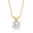 1.00 Carat CZ Solitaire Necklace in 14kt Yellow Gold