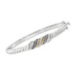 Andrea Candela &quot;La Mezcla&quot; Sterling Silver and 18kt Yellow Gold Bangle Bracelet with Diamond Accents