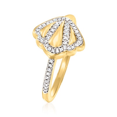 .11 ct. t.w. Diamond Seashell Ring in 18kt Gold Over Sterling