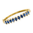 C. 1980 Vintage 5.50 ct. t.w. Sapphire and .55 ct t.w. Diamond Bangle Bracelet in 14kt Yellow Gold