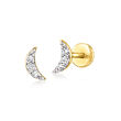 Diamond-Accented Moon Flat-Back Stud Earrings in 14kt Yellow Gold