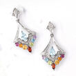 .92 ct. t.w. Multi-Gemstone Drop Earrings with Diamond Accents in Sterling Silver