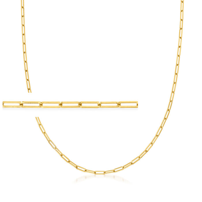 2.1mm 14kt Yellow Gold Paper Clip Link Necklace