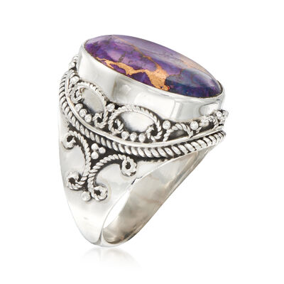 Purple Copper Turquoise Ring in Sterling Silver