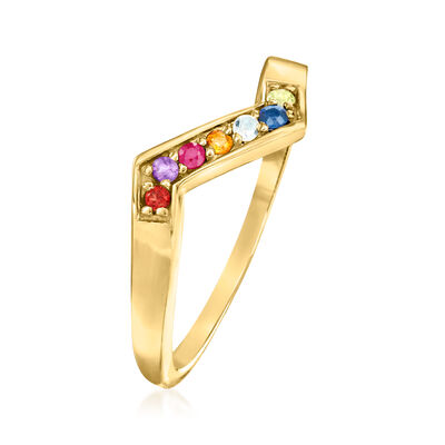 Personalized Geometric Band Ring in 14kt Gold  3 to 9 Birthstones