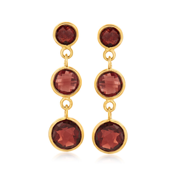 4.00 ct. t.w. Bezel-Set Ruby Drop Earrings in 18kt Gold Over Sterling