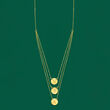 Italian 14kt Yellow Gold Personalized Three-Strand Disc Necklace