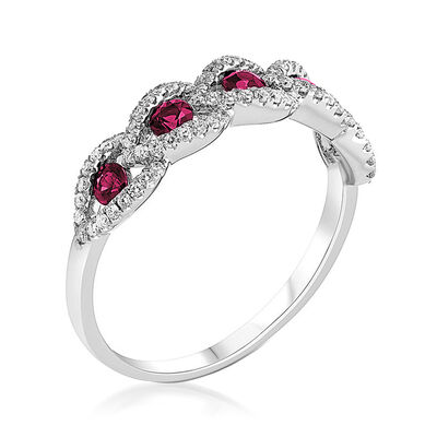 .50 ct. t.w. Ruby and .23 ct. t.w. Diamond Ring in 18kt White Gold