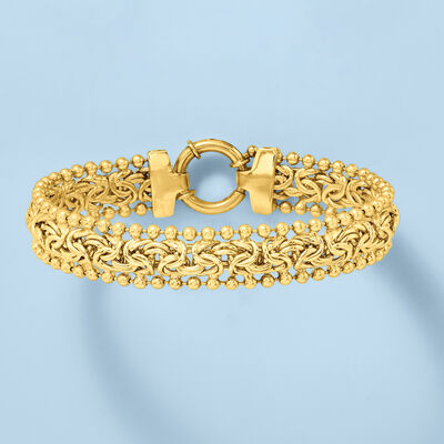 18kt Gold Over Sterling Byzantine Beaded-Edge Bracelet