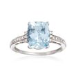 2.70 ct. t.w. Aquamarine and .12 ct. t.w. Diamond Ring in 14kt White Gold