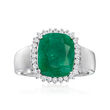 3.00 Carat Emerald and .20 ct. t.w. White Topaz Ring in Sterling Silver