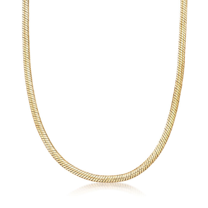 C. 1990 Vintage 6.5mm Herringbone Chain Necklace in 14kt Yellow Gold