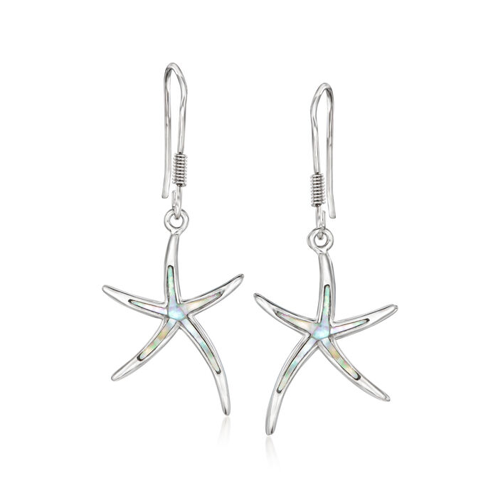 Mother-of-Pearl Starfish Drop Earrings in Sterling Silver