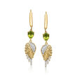 1.50 ct. t.w. Peridot Angel Wing Drop Earrings with .10 ct. t.w. White Topaz in 18kt Gold Over Sterling