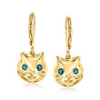 .20 ct. t.w. London Blue Topaz Cat Drop Earrings in 18kt Gold Over Sterling