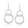 2.00 ct. t.w. Baguette Diamond Triple Circle Drop Earrings in Sterling Silver