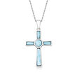 Larimar Cross Pendant Necklace in Sterling Silver