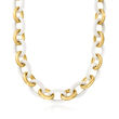 Andiamo 14kt Yellow Gold Over Resin and White Agate Link Necklace