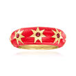 .20 ct. t.w. Ruby and Red Enamel Star Ring in 18kt Gold Over Sterling