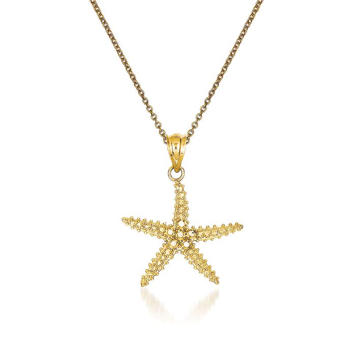 14kt Yellow Gold Starfish Pendant Necklace