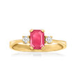 1.10 Carat Ruby and .13 ct. t.w. Diamond Ring in 14kt Yellow Gold