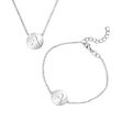 Sterling Silver Jewelry Set: Cut-Out Initial Disc Necklace and Bracelet