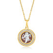 Italian Shell Cameo Cupid Pendant Necklace in 18kt Gold Over Sterling