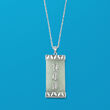 Green Jade Chinese Character Pendant Necklace in Sterling Silver