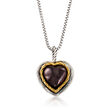 10.00 Carat Garnet Heart Pendant Necklace in Sterling Silver and 14kt Yellow Gold