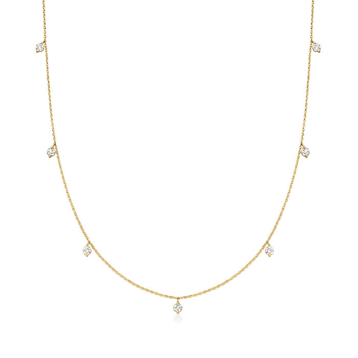 .58 ct. t.w. Diamond Station Necklace in 14kt Yellow Gold