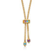 C. 1990 Vintage 7.30 ct. t.w. Multi-Gemstone Bolo Necklace in 14kt Yellow Gold