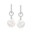 10-11mm Cultured South Sea Pearl and .29 ct. t.w. Diamond Earrings in 18kt White Gold