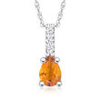 .60 Carat Citrine Pendant Necklace with Diamond Accents in 14kt White Gold