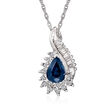C. 2000 Vintage .60 Carat Sapphire and .36 ct. t.w. Diamond Pendant Necklace in 14kt White Gold