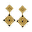 Italian Onyx Etruscan-Style Drop Earrings in 18kt Gold Over Sterling