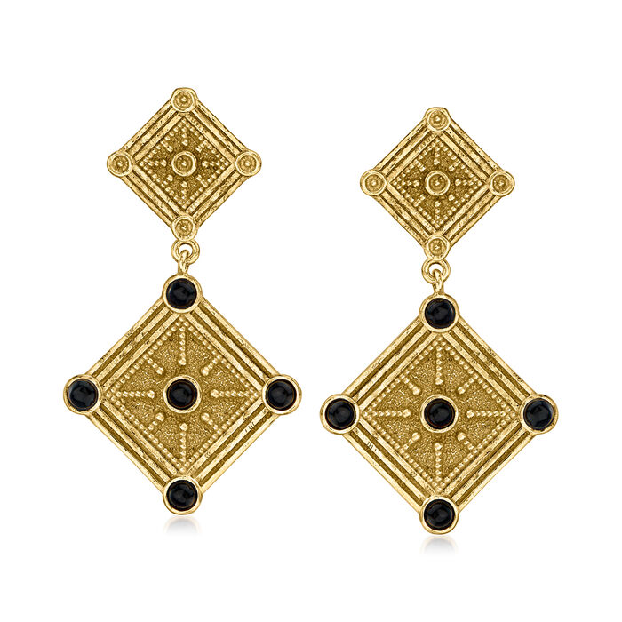 Italian Onyx Etruscan-Style Drop Earrings in 18kt Gold Over Sterling