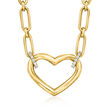 Roberto Coin Diamond-Accented Heart Paper Clip Link Necklace in 18kt Yellow Gold