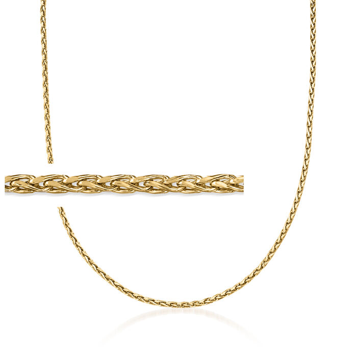 Italian 2mm 18kt Yellow Gold Diamond-Cut Wheat Chain Necklace