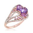 1.84 ct. t.w. Pink and Purple Amethyst and .39 ct. t.w. Diamond Ring in 14kt Rose Gold