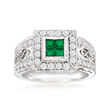 .30 ct. t.w. Emerald Ring with .69 ct. t.w. Diamonds in 14kt White Gold