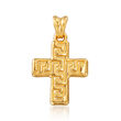 Italian Andiamo 14kt Yellow Gold Over Resin Greek Key Cross Pendant