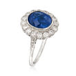 3.20 Carat Sapphire and .70 ct. t.w. Diamond Ring in 18kt White Gold