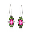 2.60 ct. t.w. Multi-Gemstone Drop Earrings with White Zircon Accents in Sterling Silver